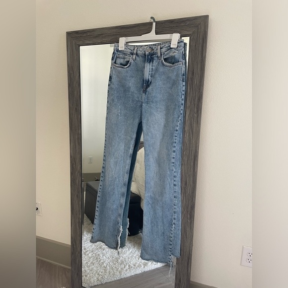 Zara Denim - Zara distressed relaxed flare jeans